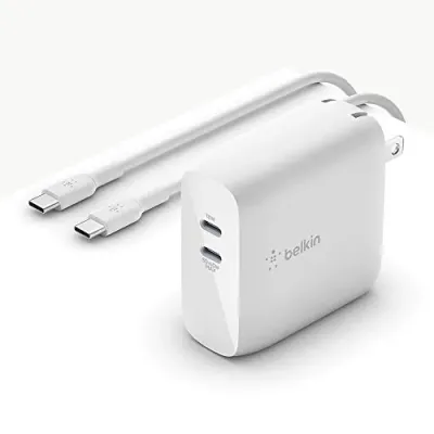 Belkin WCH003DQ2MWH-B6 - BOOSTCHARGE DUAL USB-C GAN WALL CHARGER 68W + USB-C CABLE - 