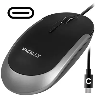 MacAlly UCDynaMouseSG - Silent USB-C Optical Mouse in Black and Gray