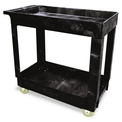 Rubbermaid RCP 9T6700BLA - Rubbermaid Commercial 4 Casters 2-shelf Utility Cart - 2 She