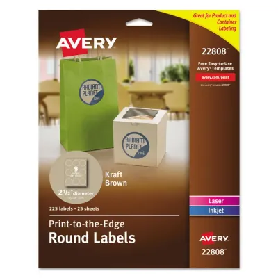 Avery Dennison 22808 - Avery Print-To-The-Edge Kraft Brown Labels - Permanent Adhes