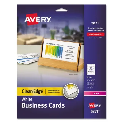 Avery Dennison AVE 8877 - Avery Clean Edge Inkjet Business Card - White - 110 Brightne