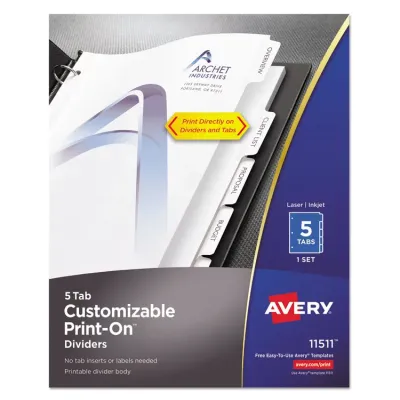 Avery Dennison AVE 11552 - Avery Customizable Print-On Dividers - 40 x Divider(s) - Pri