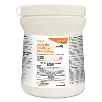 DIVERSEY 100895931 - Avert Sporicidal Disinfectant Wipes - Chlorine - 160 Count