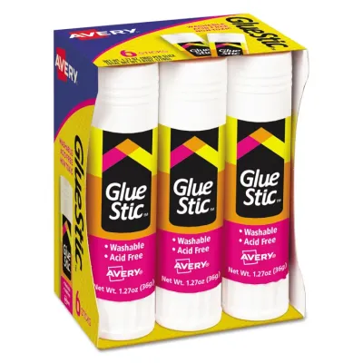 Avery Dennison AVE 98095 - Avery Glue Stick - 0.26 oz - 6  Pack - White