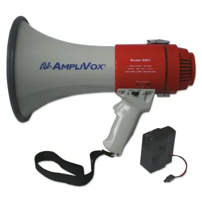 AmpliVox S601 - 15W Mitymeg Piezo Dynamic Megaphone - White