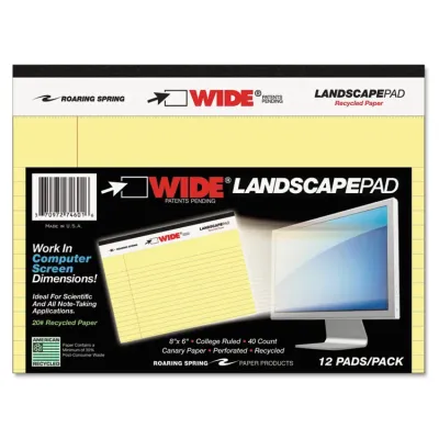 ROARING SPRING PAPER PRODUCTS ROA 74500 - Roaring Spring Wide College Ruled Landscape Legal Pad - 40 S