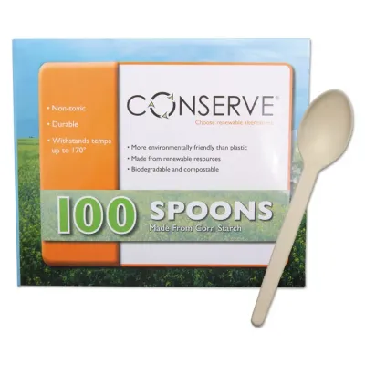 BAUMGARTENS BAU 10232 - Conserve Disposable Spoon - 100Box - Disposable - White