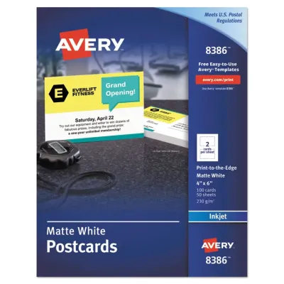 Avery Dennison AVE 8387 - Avery Inkjet Postcard - White - 97 Brightness - 5 12 x 4 14 