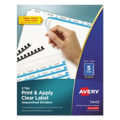 Avery Dennison AVE 11432 - Avery Print & Apply Label Unpunched Dividers - Index Maker E