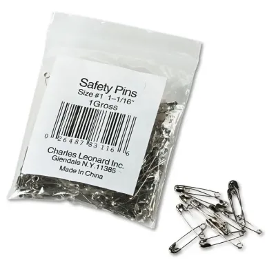 CHARLES LEONARD LEO 83450 - CLI Safety Pins - Assorted Sizes - 50  Pack - Nickel Plated,