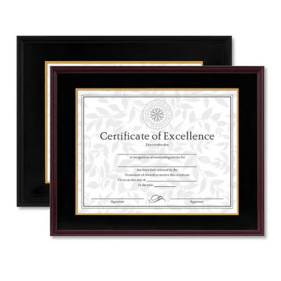 DAX MANUFACTURING INC. 1511TB - Black Hardwood Document Frame - 11x14 with Mat