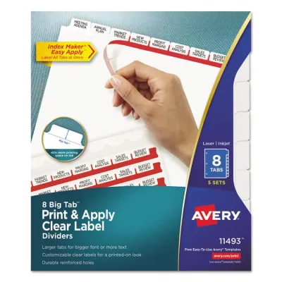 Avery Dennison AVE 11437 - Avery Print & Apply Clear Label Dividers - Index Maker Easy 