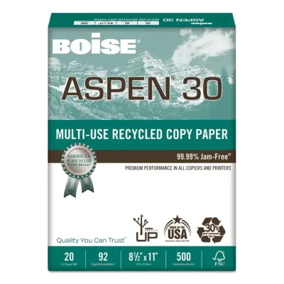 CASCADES 054907 - Aspen 30 Recycled Multi-Use Paper, 92 Bright, 20LB