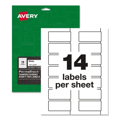 Avery Dennison 60534 - Tamper-Evident Asset Tag Labels, 672 per Pack, White