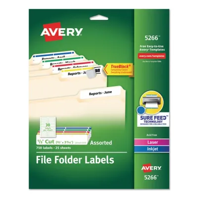 Avery Dennison AVE 75366 - Avery TrueBlock File Folder Labels - Permanent Adhesive - Re