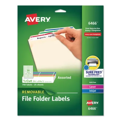 Avery Dennison AVE 8425 - Avery Extra-large TrueBlock Filing Labels - Removable Adhesi