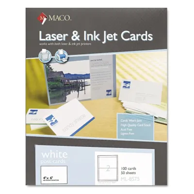 CHARTPAK/PICKETT MAC ML8576 - MACO Micro-perforated LaserInk Jet Unruled Index Cards - 5 x