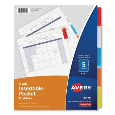 Avery Dennison AVE 11270 - Avery Pocket Insertable Dividers - 5 Tab(s) - 5 Tab(s)Set - 