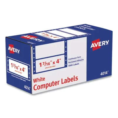 Avery Dennison AVE 4076 - Avery Address Label - Permanent Adhesive - Dot Matrix - Whit