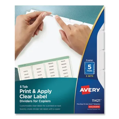 Avery Dennison AVE 11422 - Avery Print & Apply Clear Label Dividers - Index Maker Easy 