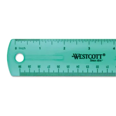 ACME UNITED CORPORATION ACM 12975 - Westcott Transparent Jeweltone 12 Plastic Ruler - 12 Length 