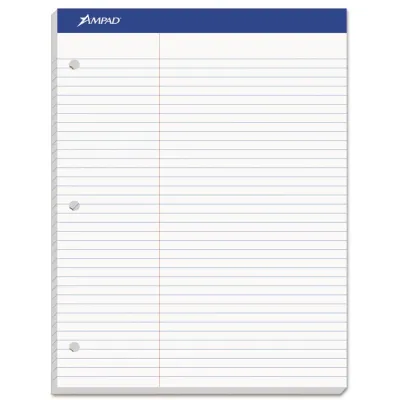 AMPAD 20-345 - White Dual Letter Rule Pads - 100 Sheets, 8.5 x 11.75