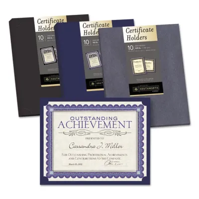 SOUTHWORTH CO. PF18 - Black Certificate Holder - 10 Pack - 12x9.5 Inches