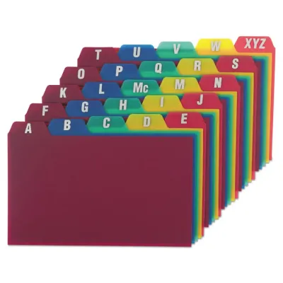TOPS BUSINESS FORMS 73155 - A-Z Index Card Guides, 5x8, Assorted Colors, 25Set