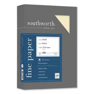 SOUTHWORTH CO. 403C - 25% Cotton Business Paper, 20 lb, White, Letter Size
