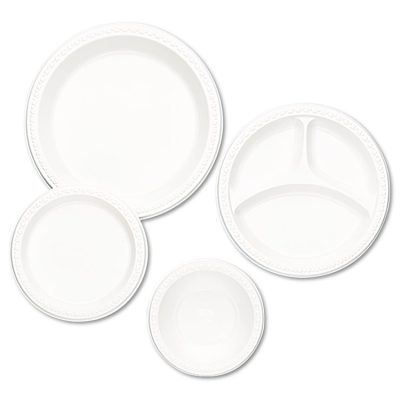 TABLEMATE PRODUCTS, CO. TBL 9644WH - Tablemate Party Expressions Plastic Plates - White - 125 Pie