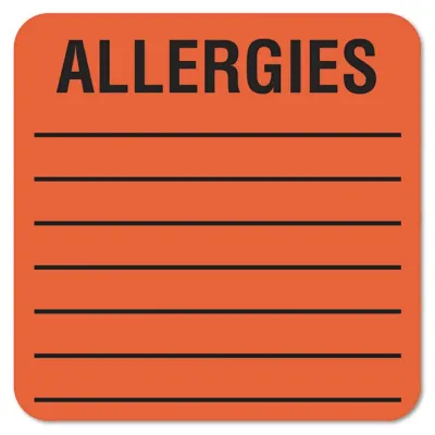 TABBIES TAB 40560 - Tabbies Square ALLERGIES Labels - 2 Width x 2 Length - Perma