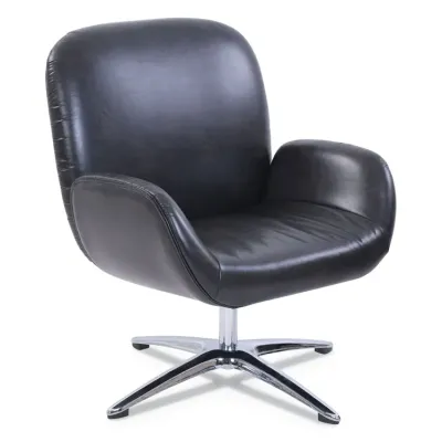 LF PRODUCTS PTE LTD 49688 - Distressed Brown Lounge Chair with Chrome Base