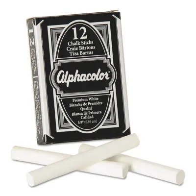 QUARTET 314005 - AlphaColor Low-Dust White Chalk, 12 SticksPack