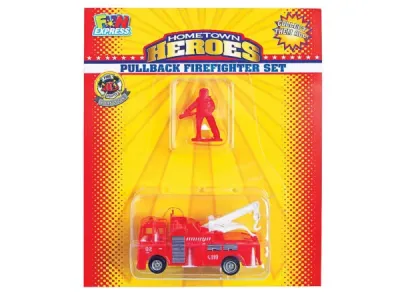 Bulk Buys FB788 - Junior Firefighter Pullback Toy Set for Kids