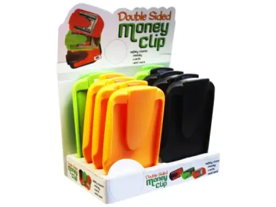 Bulk Buys EN831 - Double-Sided Plastic Money Clip with Countertop Display