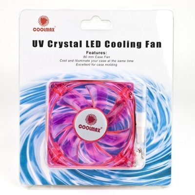 Coolmax CMF-825-RD - 3 x 3 (80mm) Coolmax CMF-825-RD UV Reactive 4-Red LED Case F