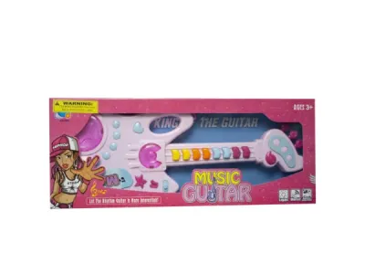 Bulk Buys OP965 - Pink Battery Operated Musical Guitar for Kids