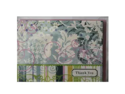 bulk buys OP978 - Azure Bloom Thank You Cards - Elegant Floral Design
