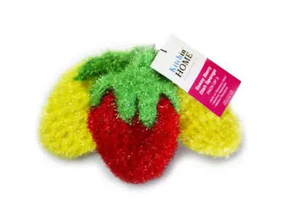 bulk buys HP257 - 3 Pack Colorful Strawberry Sponges - Red, Yellow, Green