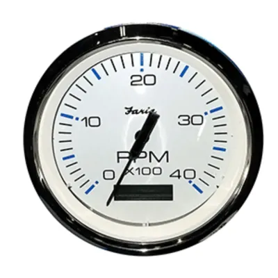 Faria Beede Instruments 33834 - Faria Chesapeake White SS 4 Tachometer wHourmeter (4000 RPM)