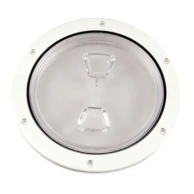 Beckson Marine DP60-W-C - Beckson 6 Clear Center Screw Out Deck Plate - White