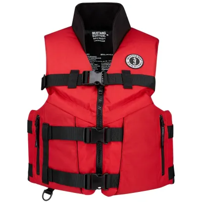 Mustang Survival MV4626-XL-123 - Mustang ACCEL 100 Fishing Foam Vest - RedBlack - XL Size