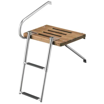 Whitecap 68900 - Teak Swim Platform with 2-Step Ladder for Outboard Boats