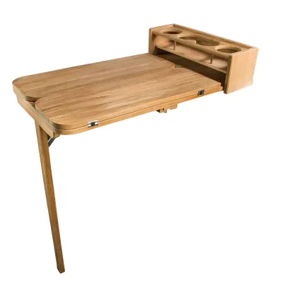 Whitecap 61392 - Teak Cockpit Table with Folding Leaves & Cupholders