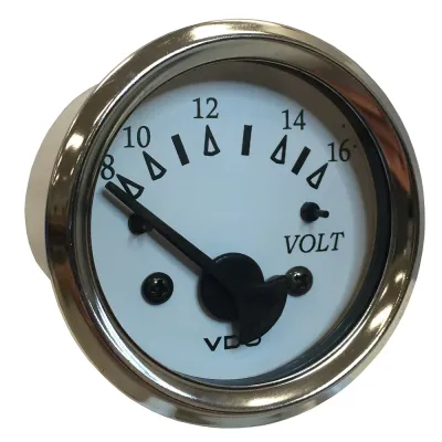 VDO 332-15282 - VDO Cockpit Marine 52MM (2-116) Voltmeter - White DialChrome