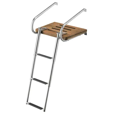 Whitecap 68906 - Teak Swim Platform with Telescoping Ladder for Boats