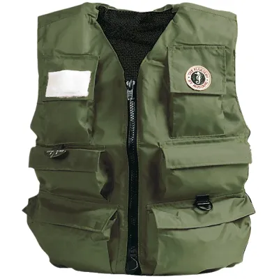 Mustang Survival MIV-10-M-OL - Mustang Fisherman Manual Inflatable Life Vest - Olive - Medi