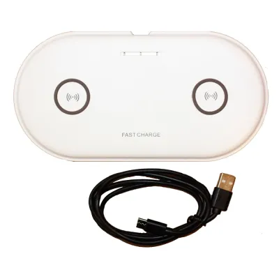 Lunasea Lighting LLB-63AU-01-00 - Lunasea Slim Dual Qi Wireless Charging Pad - USB Powered