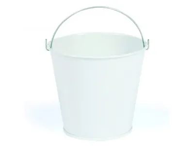 bulk buys FB786 - Small White Tin Pail with Handle - Versatile Storage Solutio