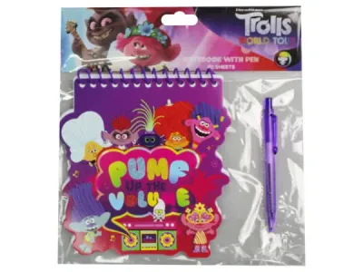 bulk buys GW859 - Trolls World Tour Notebook & Pen Set - Fun & Colorful